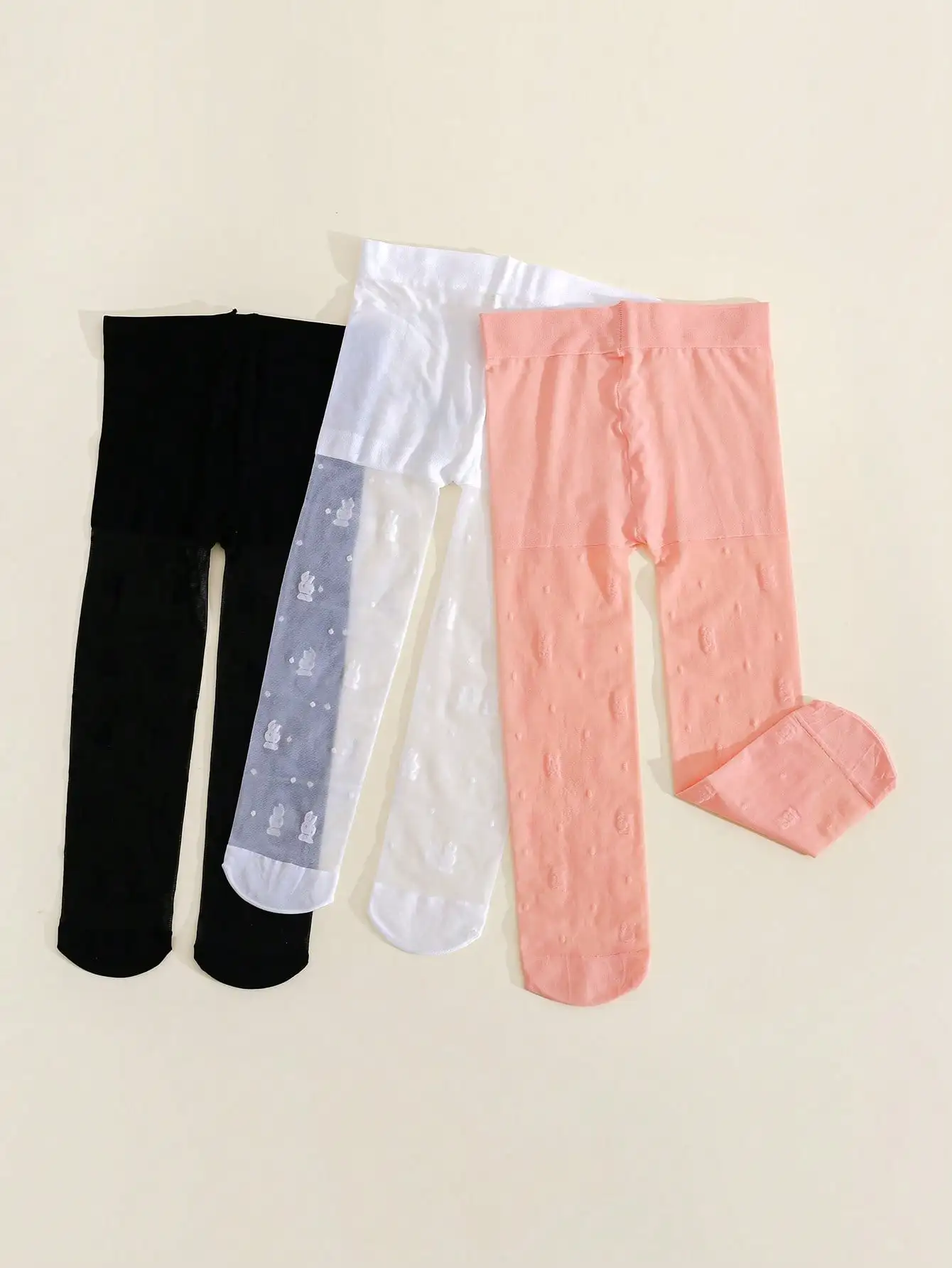 3Pack Toddler Girl Rabbit Print Tights 0-3Y UPF50 Sun Protection Sheer Elastic Kids Pantyhose for Summer Dress Casual Daily Wear