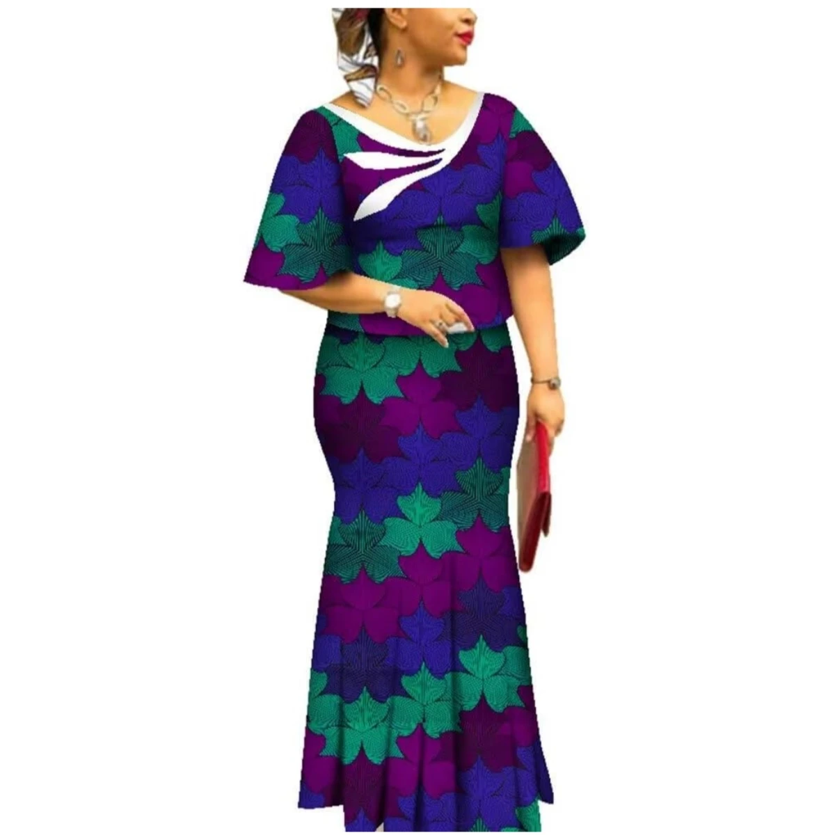 African Clothes for Women Ankara Print African Skirt and Top Set 2 Pieces Dashiki Party Evening Gowns African Boubou WY4561