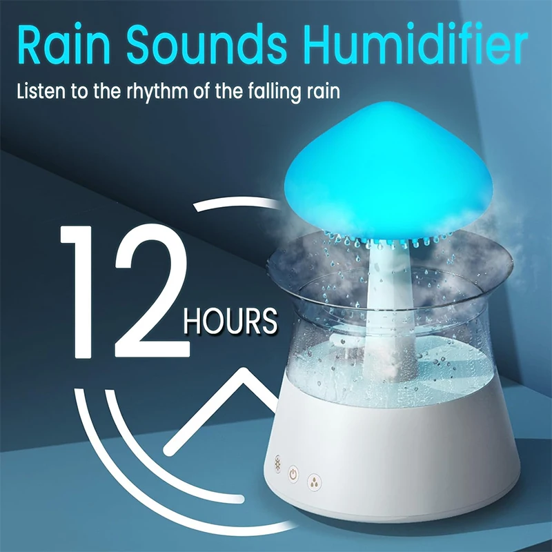 Humidificador de aire eléctrico de nube de lluvia, difusor de Aroma de 300ml, gotas de agua de lluvia Zen, humidificador de luz nocturna colorida para regalo para el hogar