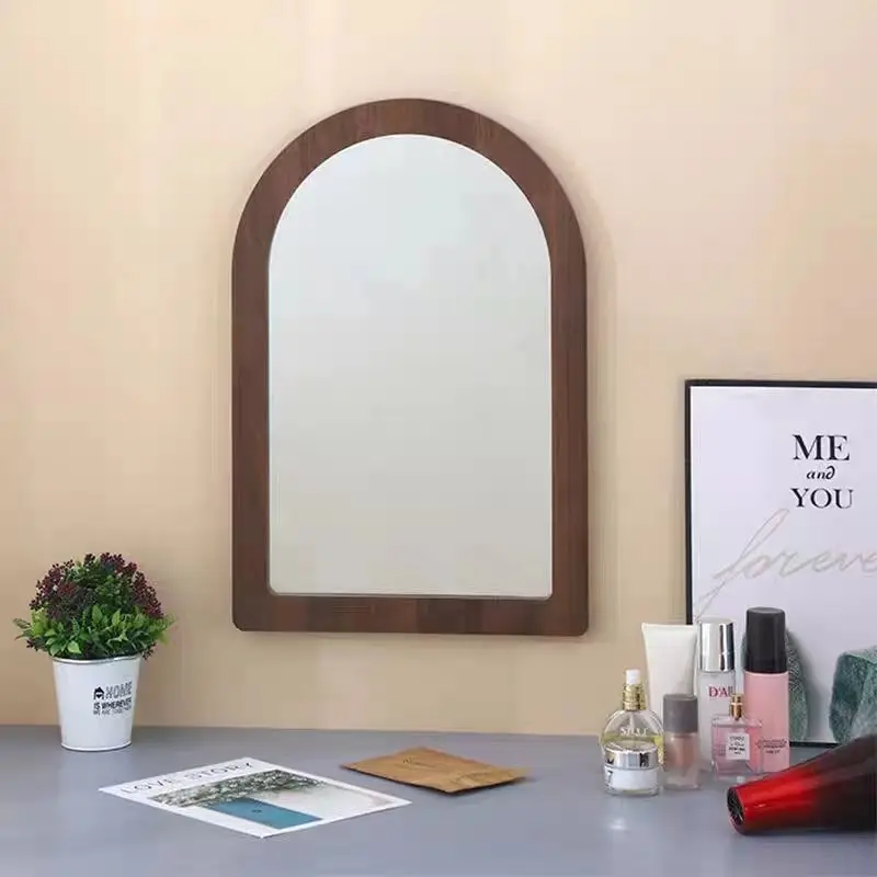 Toilet Decorative Mirrors Arch Wooden Dressing Table Tulips Large Vintage Mirrors For Room Jeweler Espelho Wall Decor PX50DC