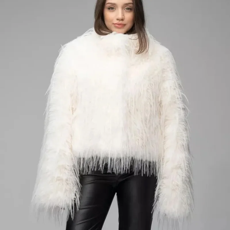 معطف نسائي شتوي جديد سميك ورقيق وعصري ودافئ من الفرو الصناعي، ملابس نسائية من الفرو الصناعي