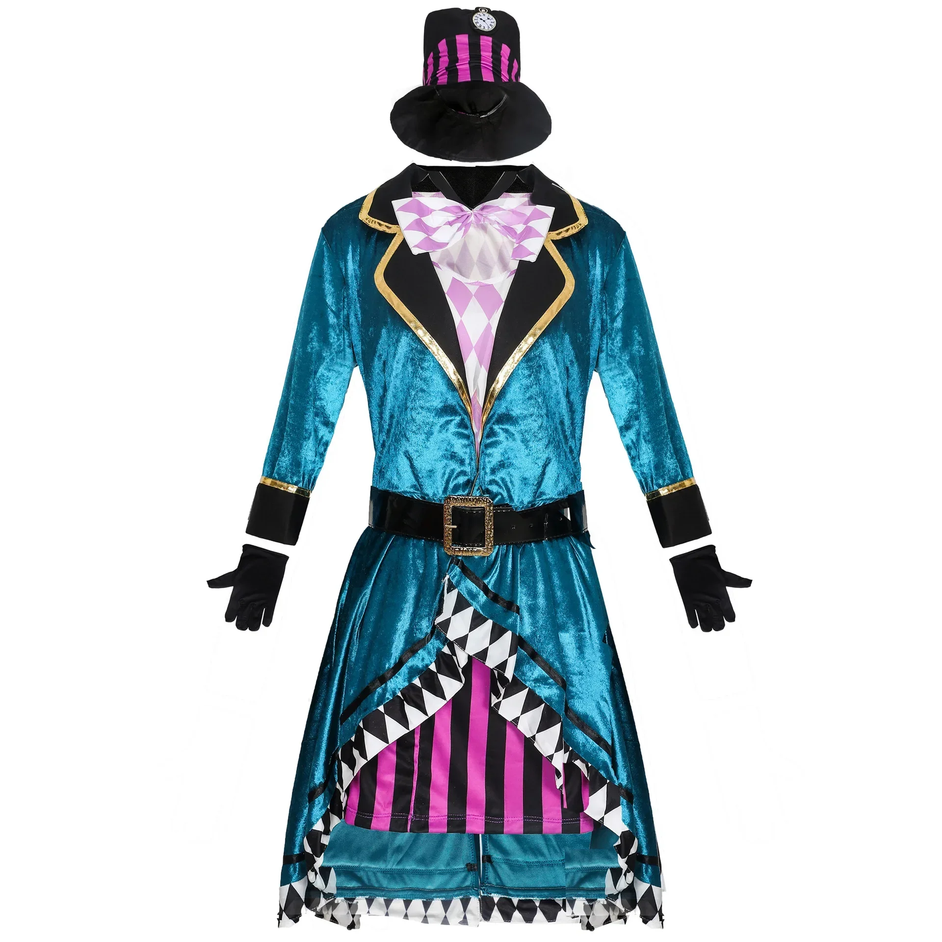 Adulto feminino halloween alice no país das maravilhas palhaço chapeleiro louco traje tailco sexy mágico carnaval festa fantasia vestido