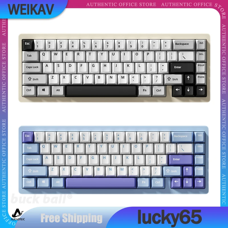 

WEIKAV Lucky65 Mechanical Keyboards 3Mode 2.4G Wireless Bluetooth Keyboard RGB Backlit Keycaps PBT Customized Keyboards Gift