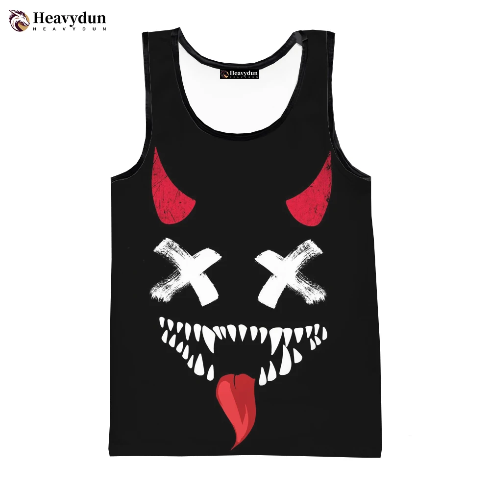 Devil Smiling Face 2023 Fashion Summer Men Tank Tops Sleeveless Spring Harajuku Streetwear 3D Printed Beach Tops Men\'s Clothing