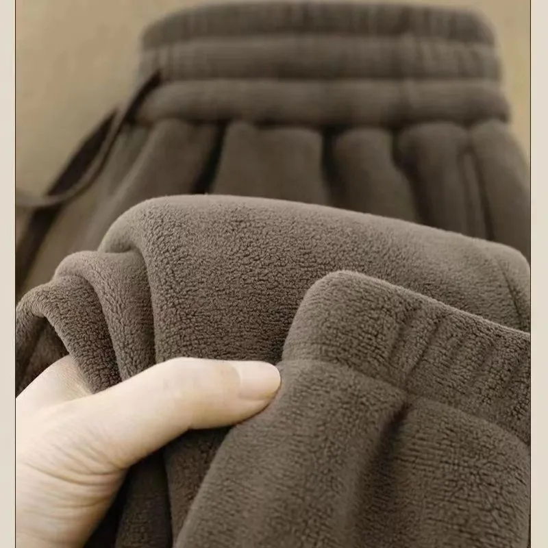 

Мужские плюшевые повседневные спортивные брюки из толстой овечьей шерсти, корейская версия, мужские спортивные штаны, теплые хлопковые брюки со свободной повязкой для верхней одежды