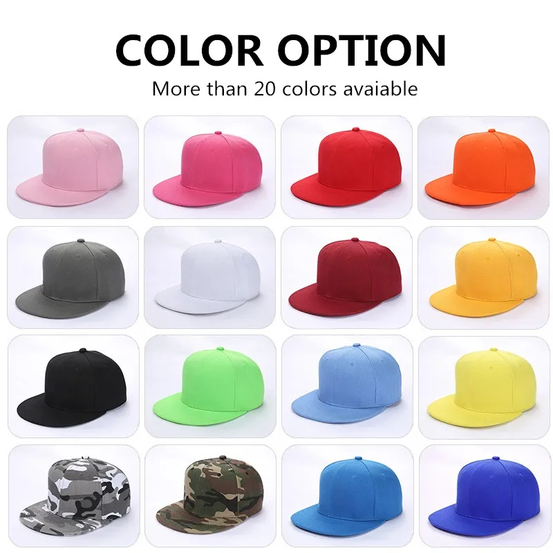 Custom snapback caps Outdoor sports hip hop flat hip hop hat for men Women Trucker caps 1 piece DIY logo Sun hats gorros