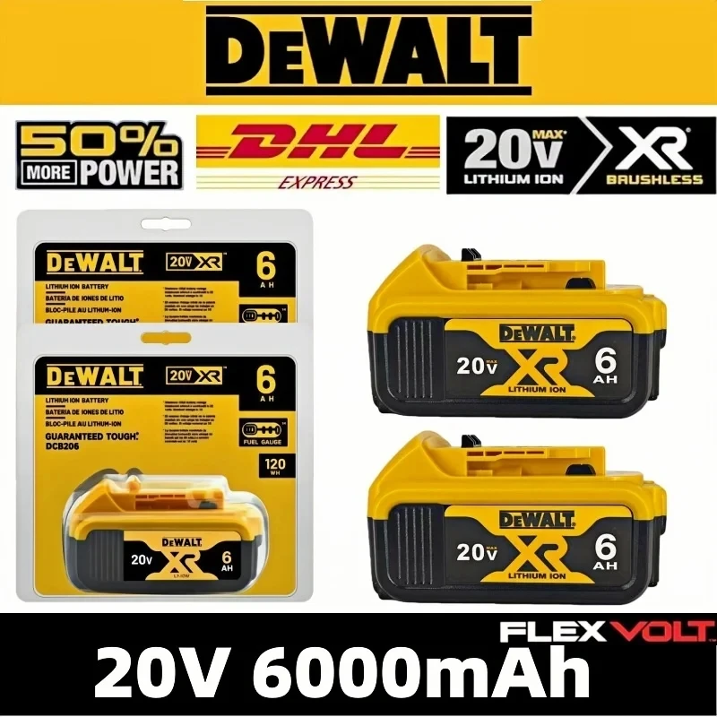 Dewalt 20V 6.0Ah Battery 5.0Ah Power Tool Replacement Battery Dewalt DCB206 DCB205 DCB1104 Charger Battery Bundle Available