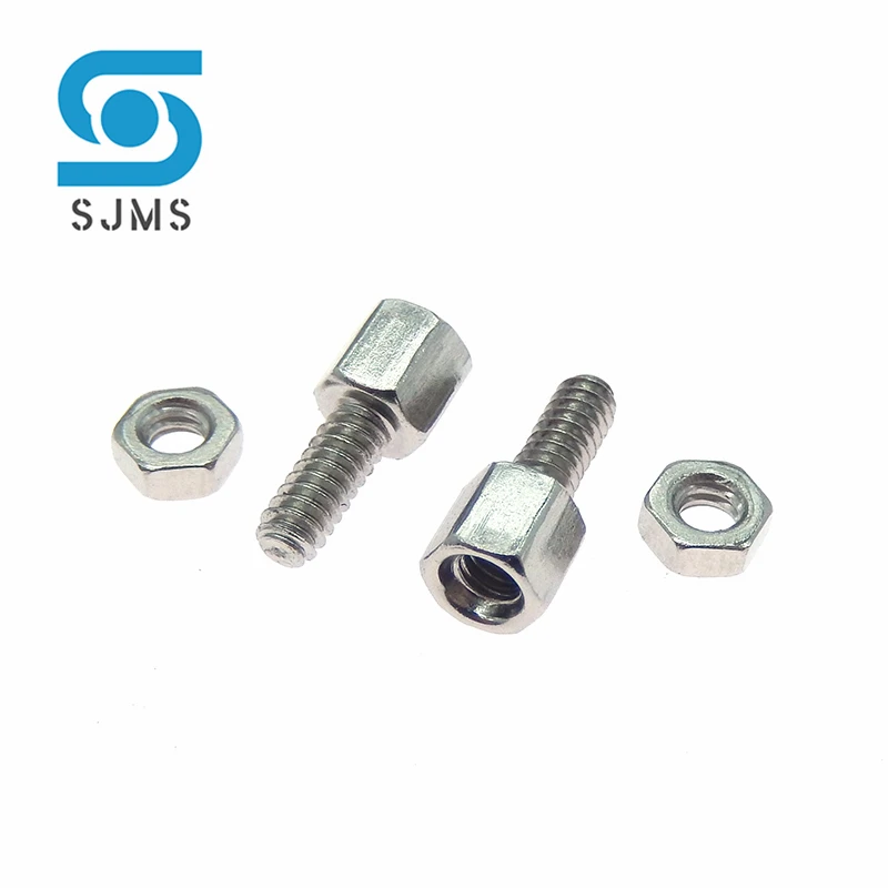 10SETS 5+7MM Hex head Spacing Screws with nut Standoff Spacer 5MM+7MM for D-Sub VGA DB9 DB15 DB25 RS232 COM serial connector