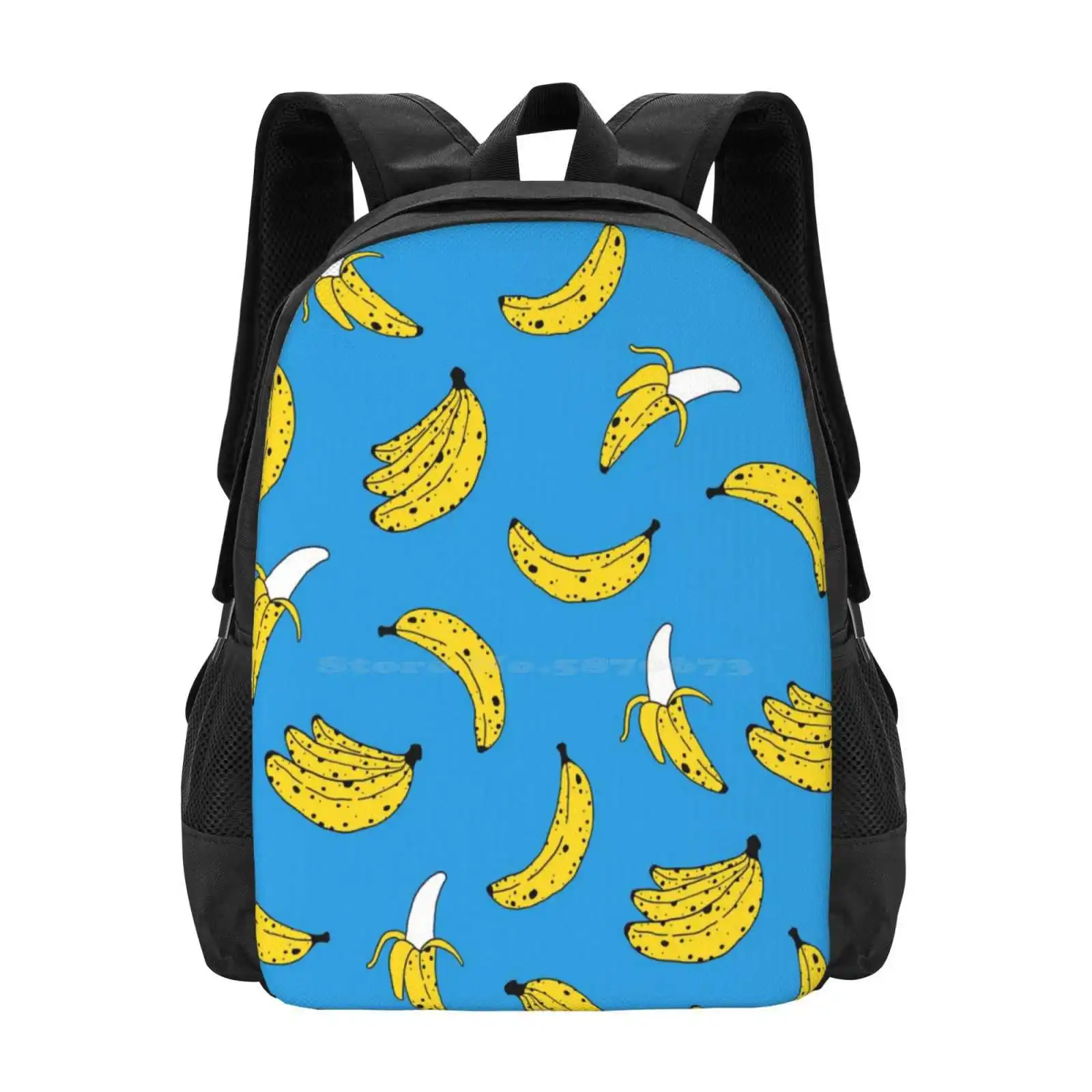 Banana Pattern Hot Sale Schoolbag Backpack Fashion Bags Fruit Yellow Potassium Boost Plantains Tropical Banana Peel Banana Skin