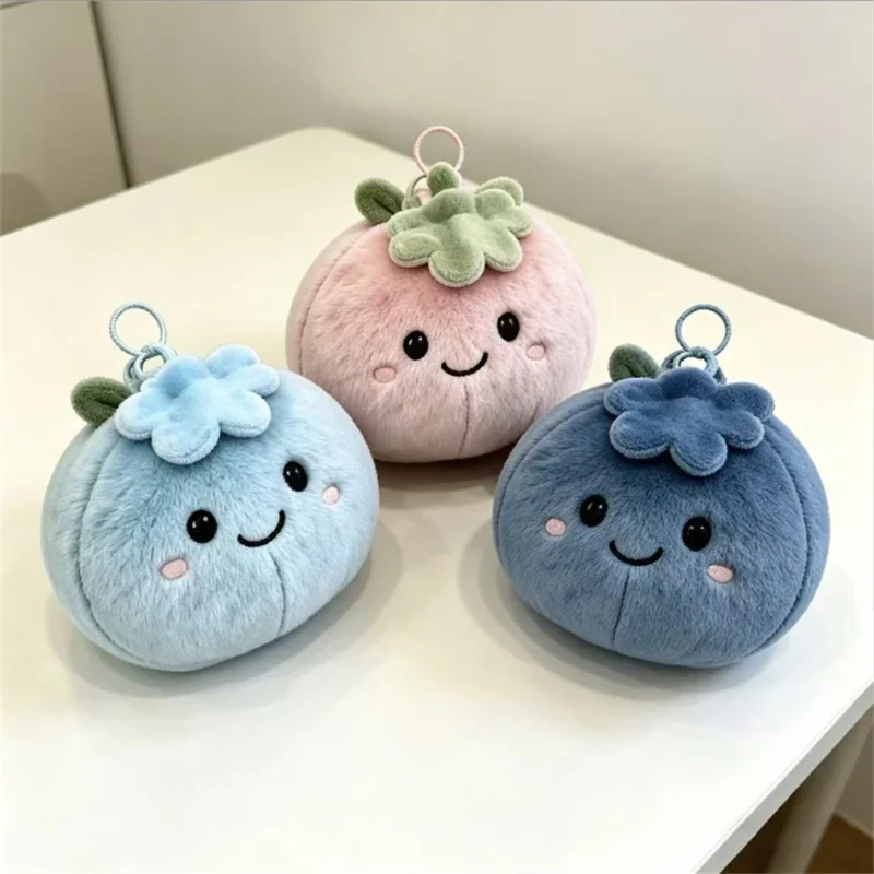 Blueberry Small Pendant Bag 10cm Plush Keychain Fruit Doll - Soft Stuffed Toy for Bag Charm Accessory