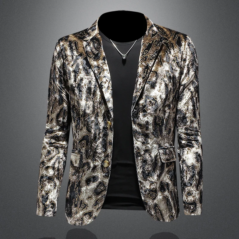 

Busin Casual Slim Fit Men's Suit Faionable Single-breasted Velvet Casual Ele Tailored Coat Stand Fit Urban Sle