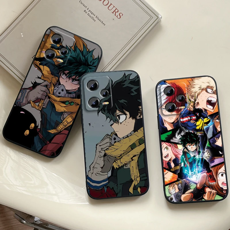 Academia M-Midoriya Hero Cool For Xiaomi Redmi Note 13 12R 12 12S Turbo 11 11T 11S 10 10S Pro Plus 5G Black Back Phone Case