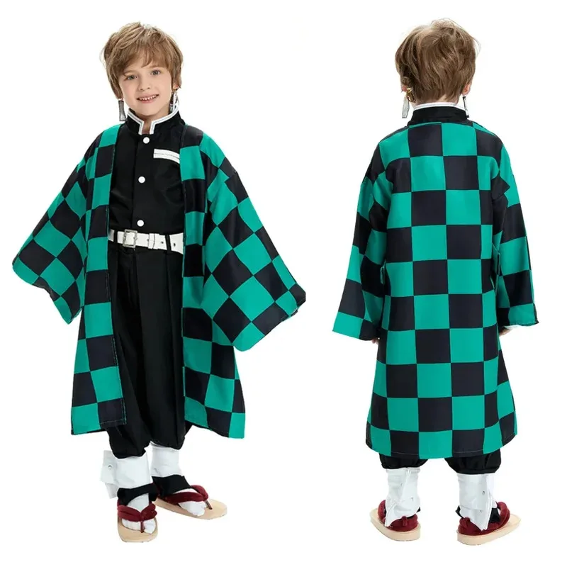 

Cosplay Children's Costume Anime Demon Slayer Kimetsu No Yaiba Kamado Tanjiro Kimono Costume Set Carnival Halloween Clothing