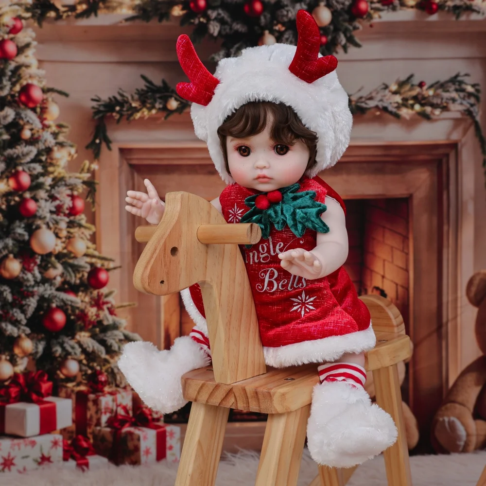 

Cloveray 18 inch Original Full Body Vinyl Realistic Reborn Baby Doll Christmas Reindeer With Freckles Vinyl Doll Kid Xmas Gift