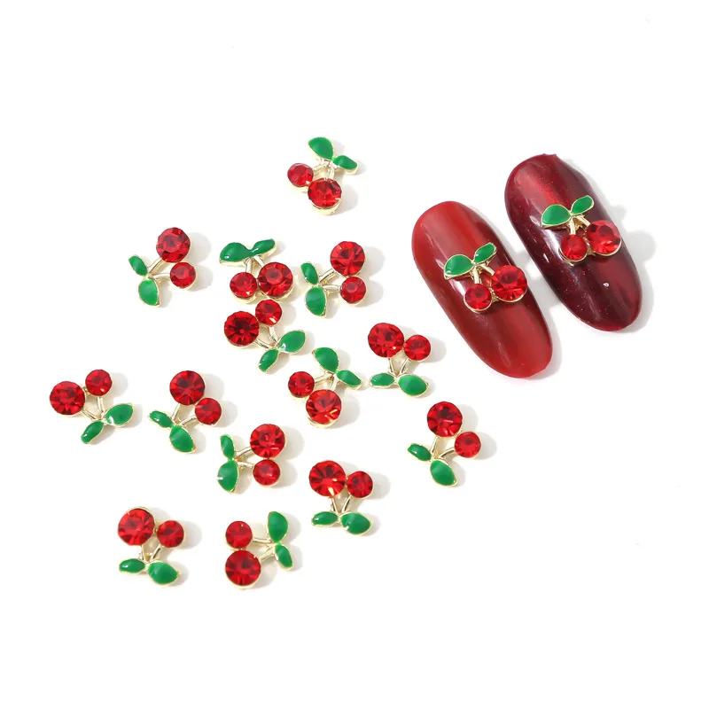 20 Stks/zak 3d Cherry Nail Charms Rood & Roze Kersen Nagel Nagel Nagel Edelstenen Nagel Glitter Stud Fruit Nagel Plakjes Voor Nagel Sieraden