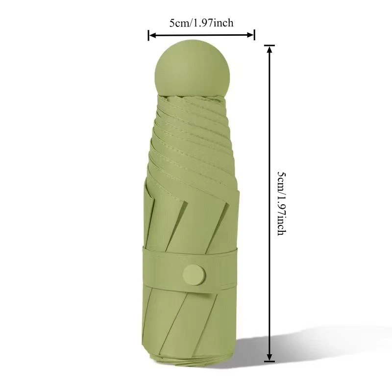 مظلة مدمجة مكونة من 5 أضعاف للحماية من أشعة الشمس فوق البنفسجية، جيب كبسولة محمول للنساء، مظلة صغيرة صغيرة خفيفة الوزن للمطر قابلة للطي تلقائيًا