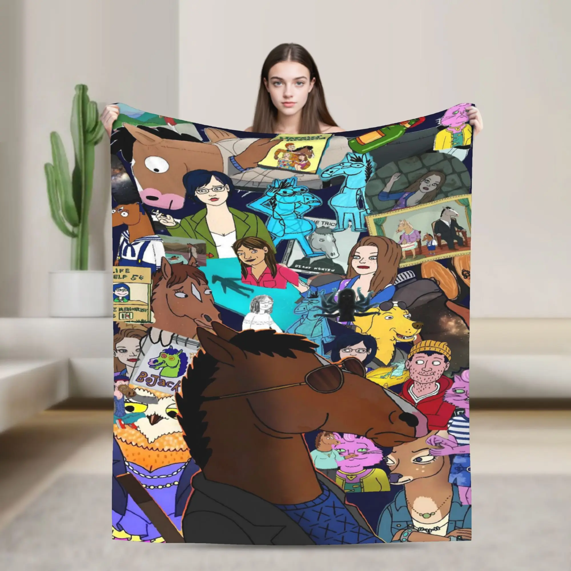 Warm Soft Blanket Picnic Brooding BoJack Horseman Low Light Throw Blanket  Flannel Bedspread For Couch Chair Sofa Bed Cover