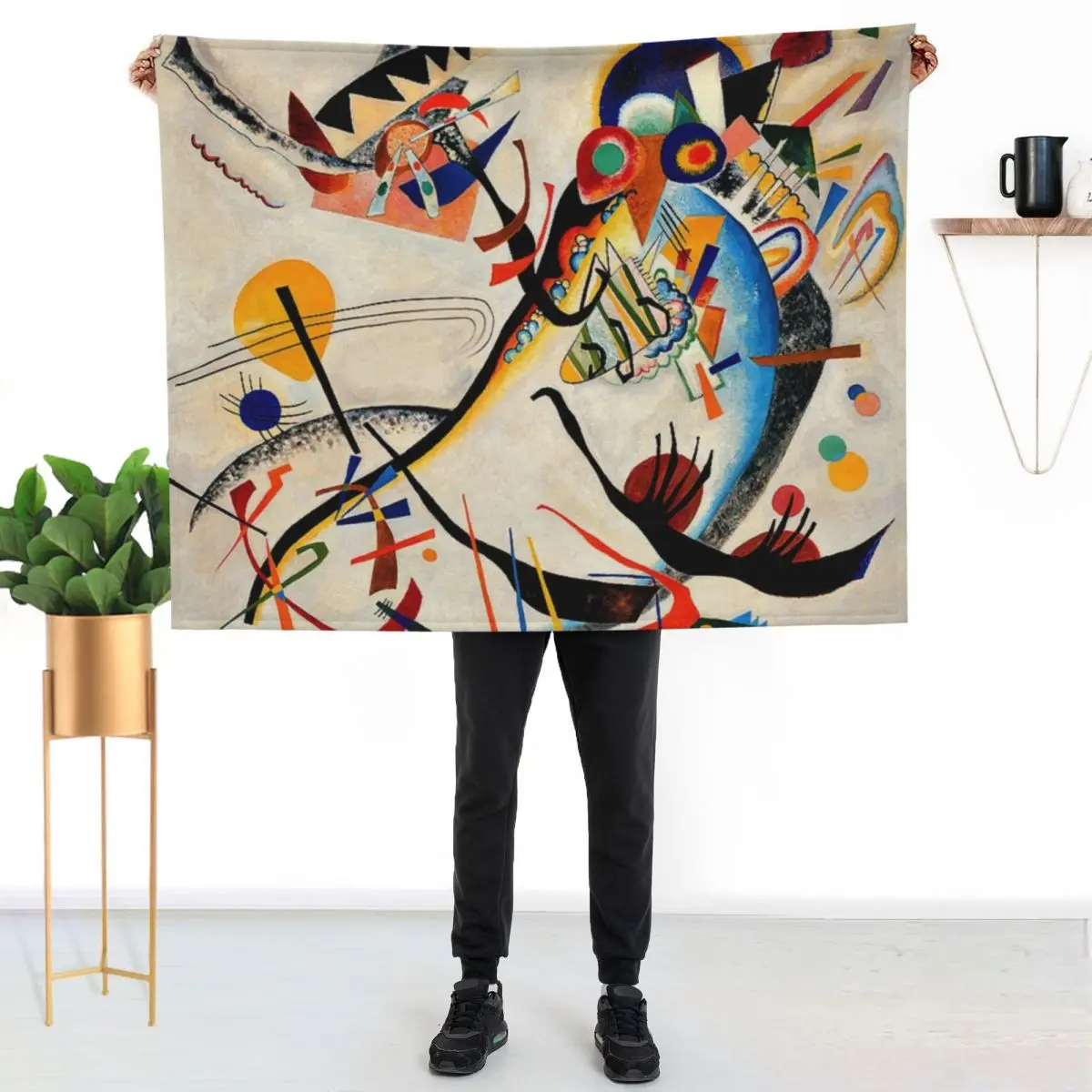 Kandinsky - Blue Segment, popular Kandinsky painting Throw Blanket Furrys Luxury Thicken Flannel Fabric Stuffeds Blankets