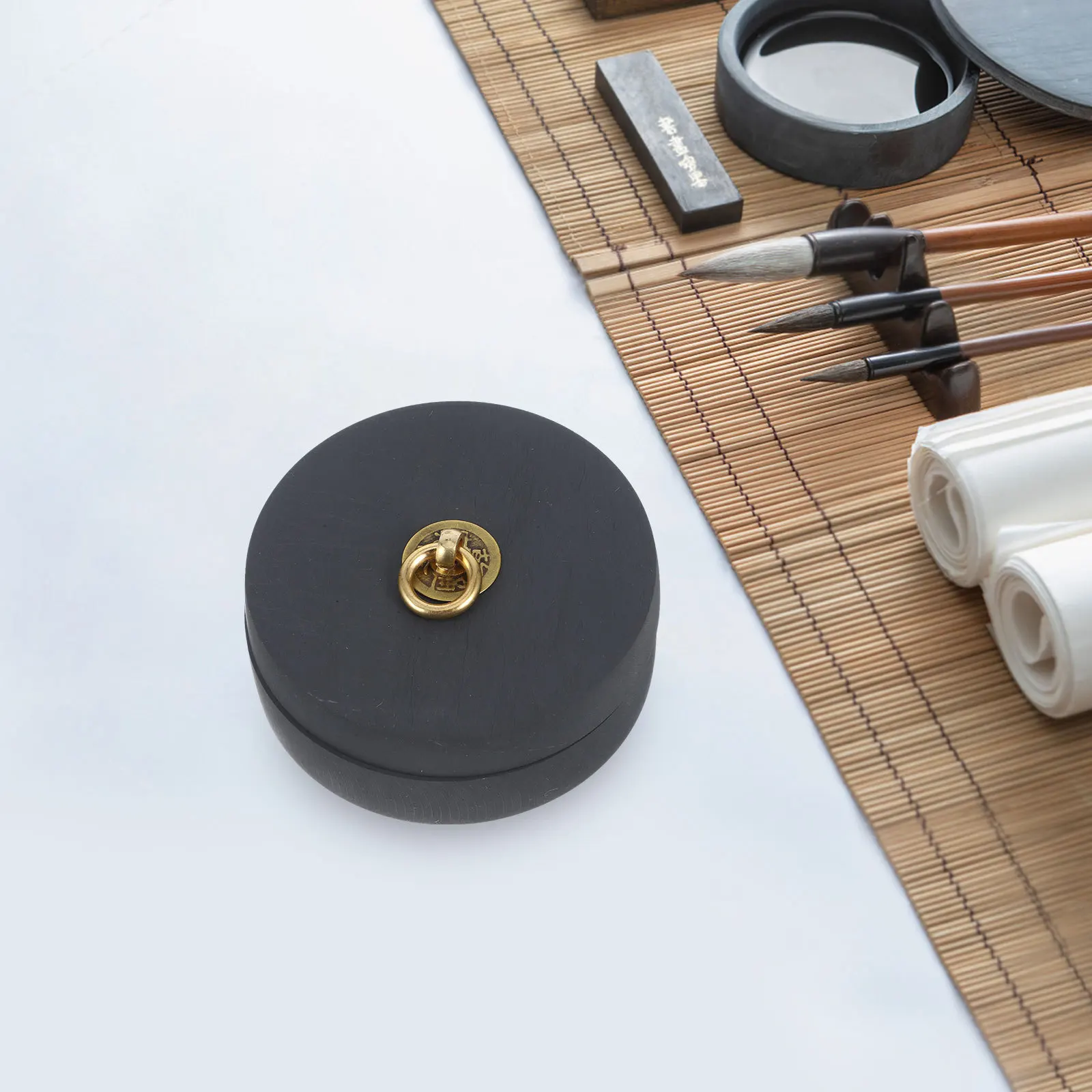 

Well Calligraphy Inkstone Chinese Stones The Circle Brush Primary School Natural Wavy with Cover