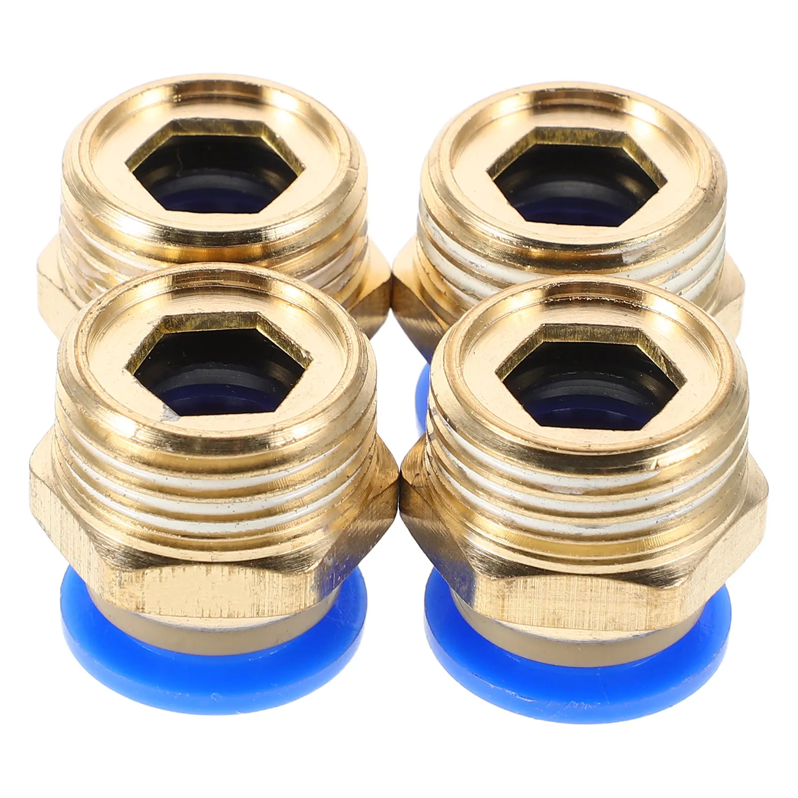

4pcs Straight Pneumatic Quick Connect Fittings Copper Air Hose Connectors For Truck Industrial Systems Push To Connect Design