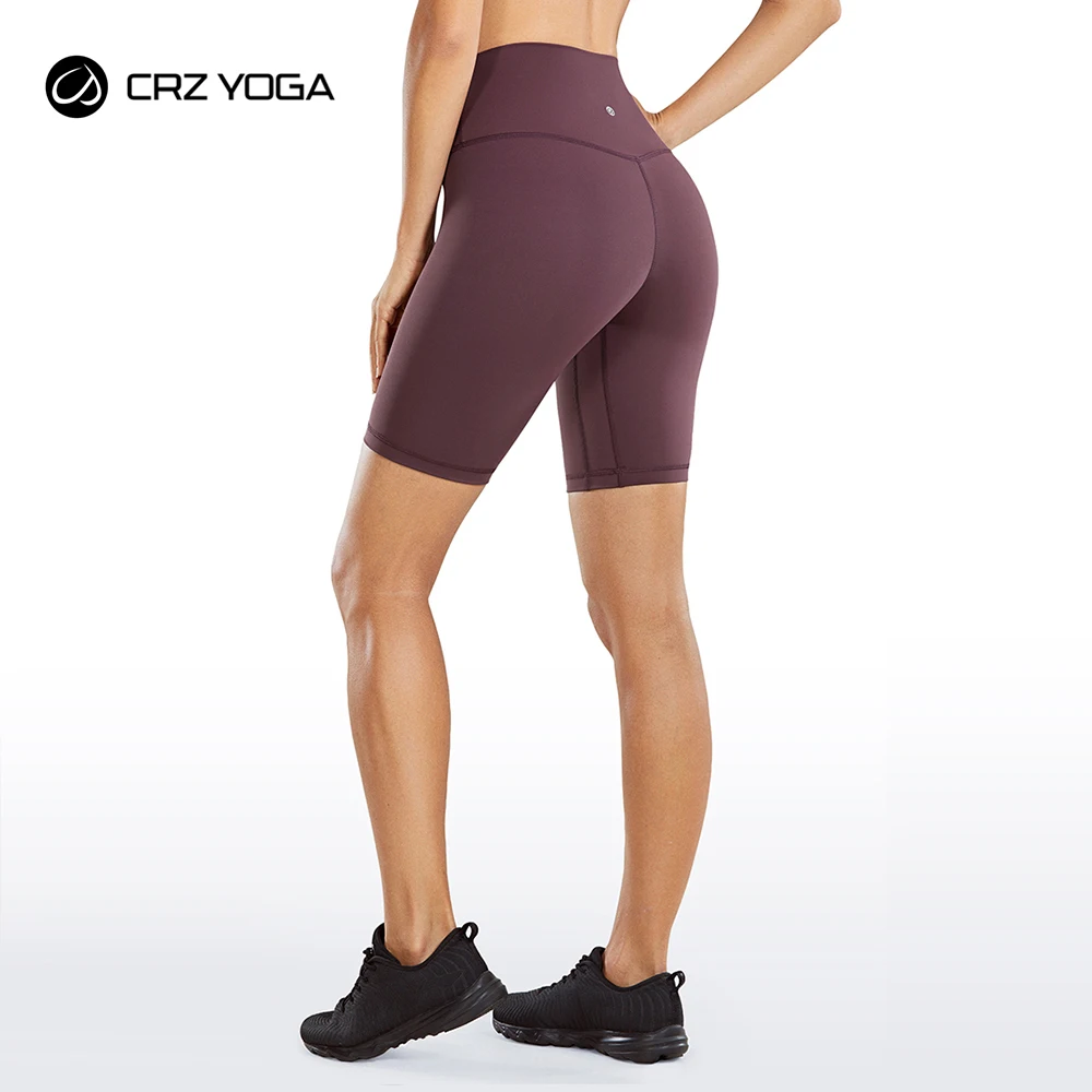 Pantaloncini da YOGA atletici a vita alta con sensazione nuda da donna CRZ Yoga per pantaloncini da motociclista da allenamento da donna-8 pollici