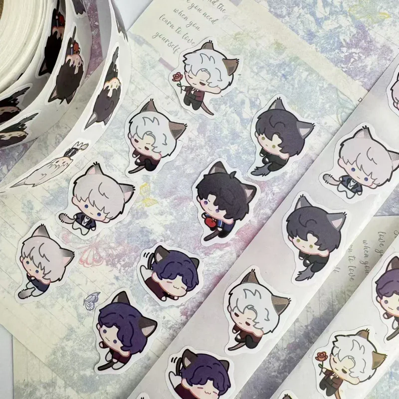 500Pcs/Roll Cat Dress Up Love and Deepspace Anime Sticker Xavier Zayne Rafayel ralayo decorative stickers Valentine's Day Gift