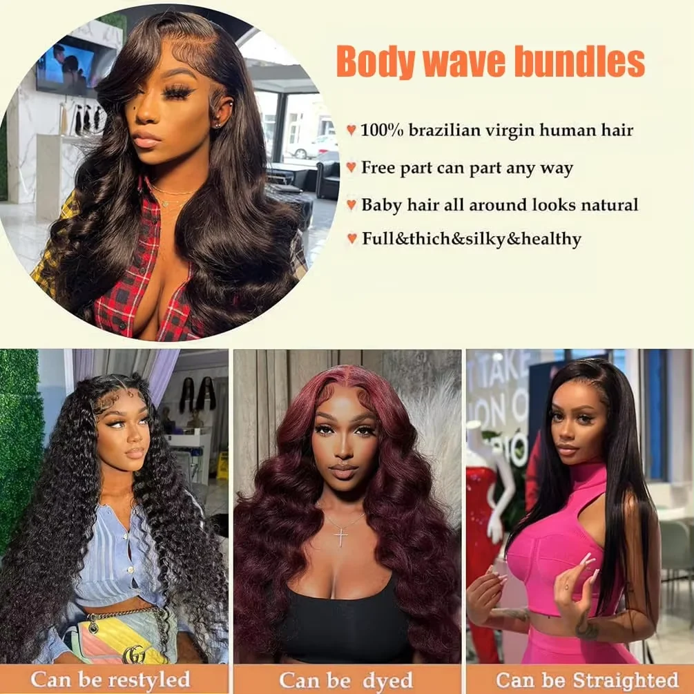 20 Inch Bundles Human Hair Body Wave Brazilian Virgin Weave Bundles 100% Human Hair 1/3/4 PCS 16A Grade For Black Women Natural