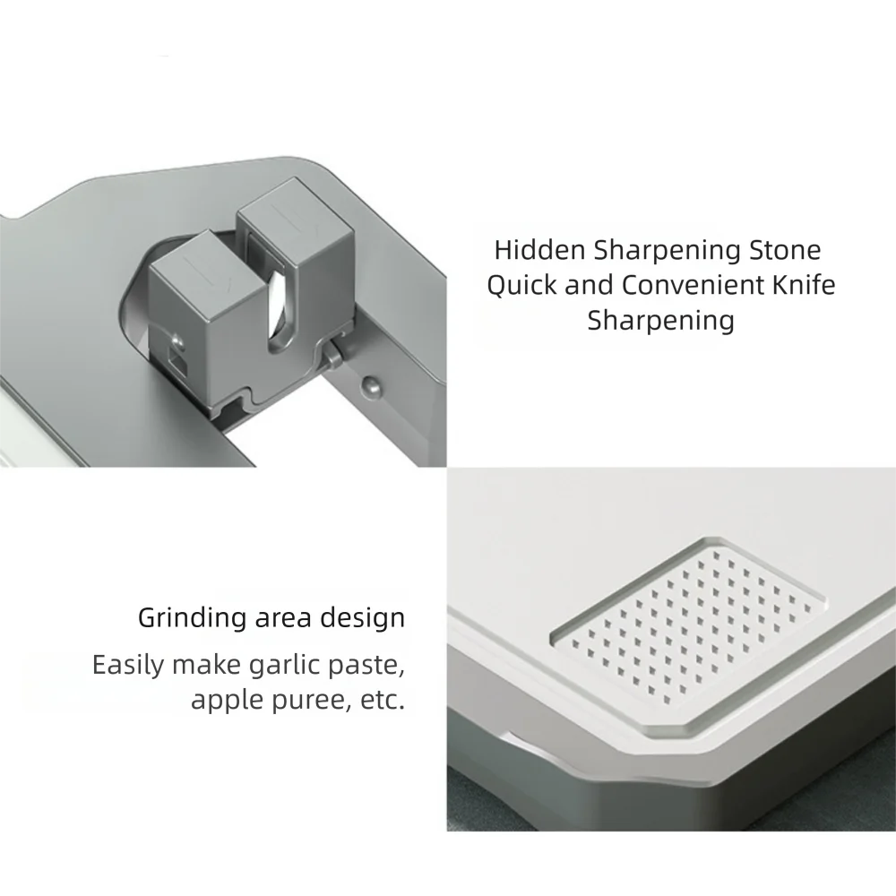 Double Sided Chopping Board Stainless Steel Anti-Slip Cutting Board with Sharpener Multifunctional Chopping Block