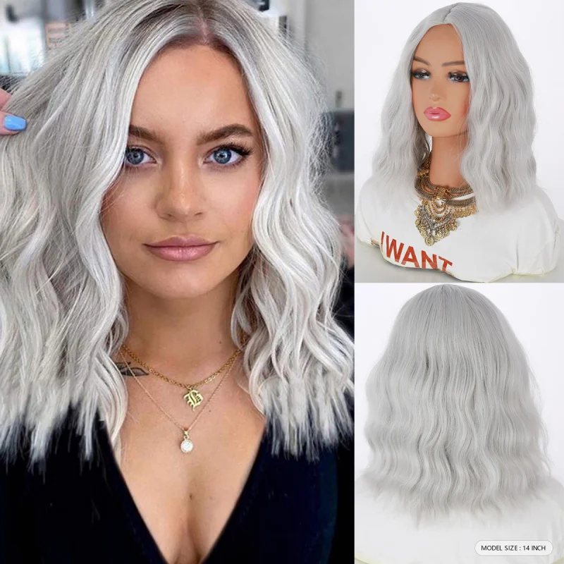 Wig Rambut Keriting Pendek Warna Gradien Wig Renda Kecil untuk Wanita Wig Rambut Wig Serat Sintetis Suhu Tinggi