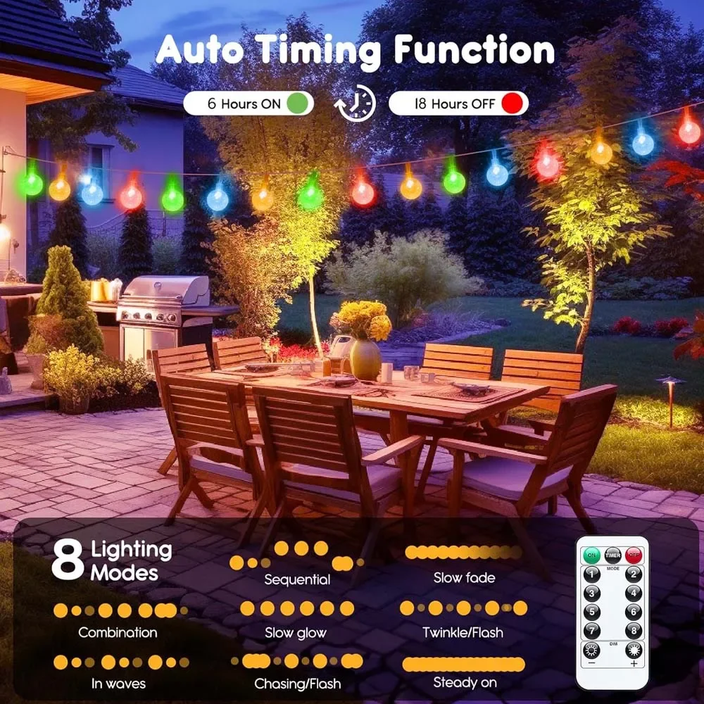 LED كريستال الكرة جارلاند سلسلة أضواء في الهواء الطلق مقاوم للماء عيد الميلاد الديكور التخييم الجنية جارلاند حديقة بطارية الحفلات #2