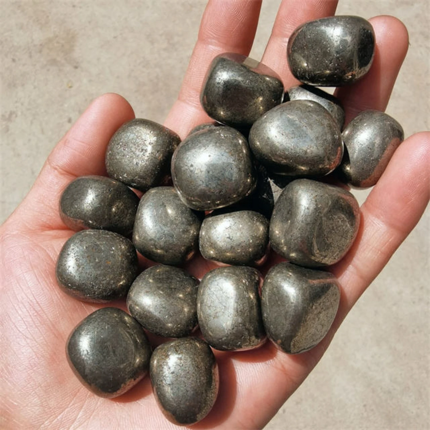 Raw Iron Pyrite Healing Gemstone Tumbled Stone, Natural Polished Pyrite Crystal for Home Decor & Aquarium Landscape