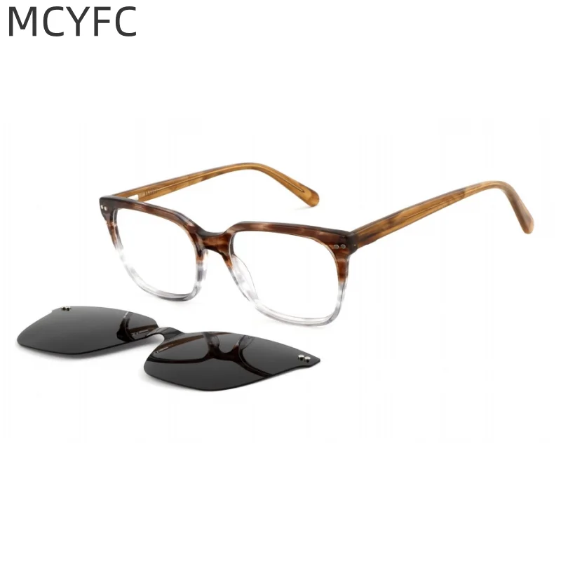 

MCYFC Square Sunglasses for Men Elegant Gentleman Fashion Style Eyeglasses for Male Custome Acetate Outdoor Sun Glasses Female