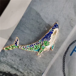 Vintage Enamel Whale Brooches For Women Luxury Designer Dolphin Sea Fish Animal Brooch Elegant Clothes Suit Jewelry Accessories