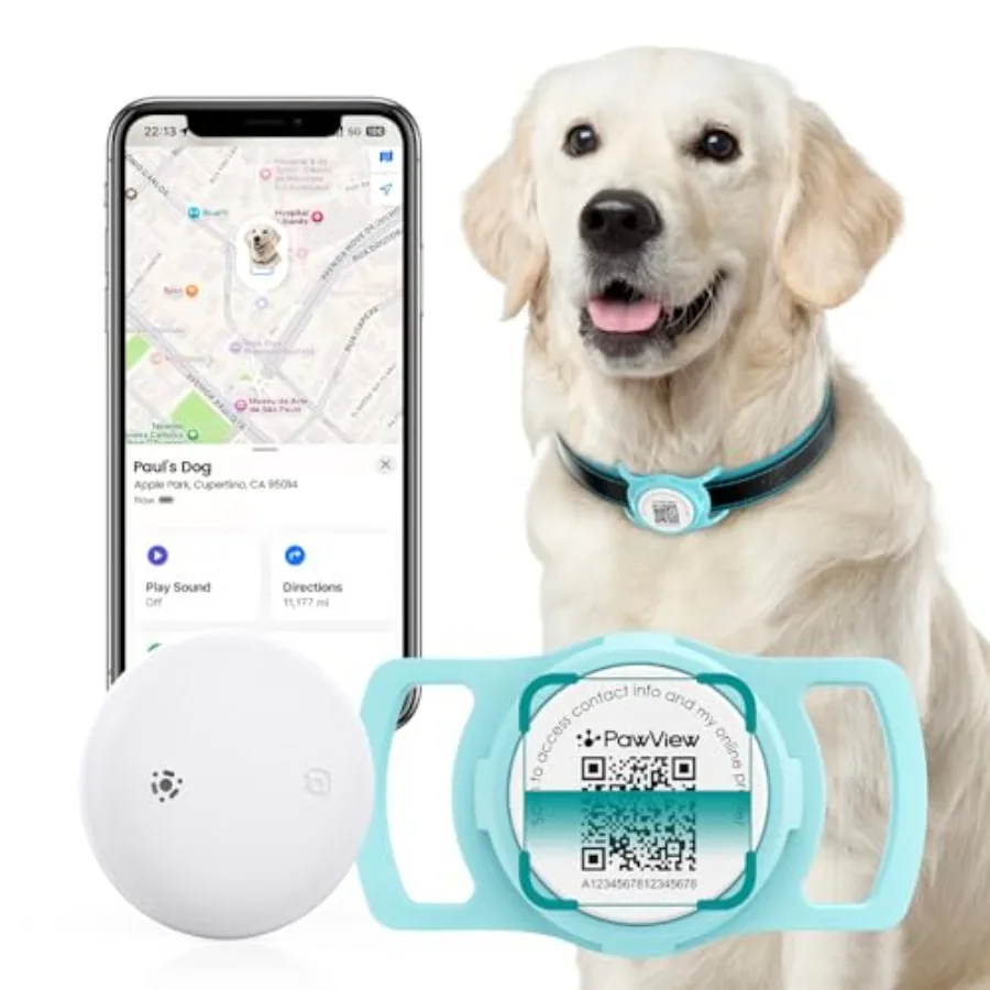 

Smart Pet Tracker for Collar - Real-Time Location Tracking with Holder No Monthly Fee Long-Lasting Battery Emergency Contact Co