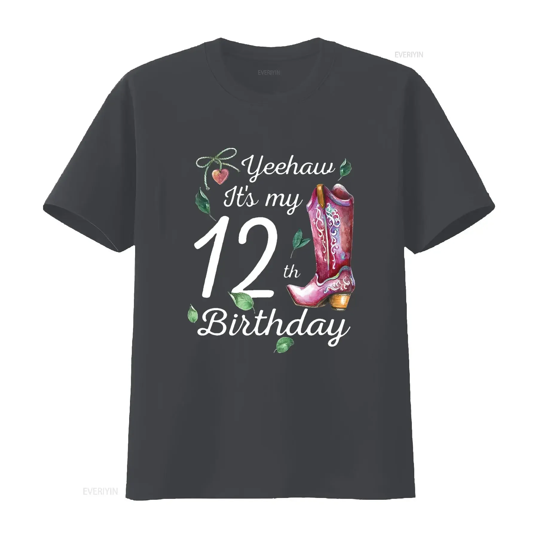 تي شيرت Yeehaw It My 12th Birthday 12 Year Old Country Cowgirl تي شيرت عتيق مغسول أوم متعدد الاستخدامات جرافيك موضة ممتدة غير رسمية