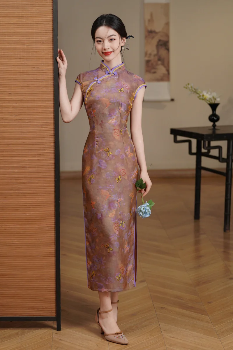 

Summer Women's Improved Retro Butterfly Chinese Style Temperament High-end Young Cheongsam Qipao