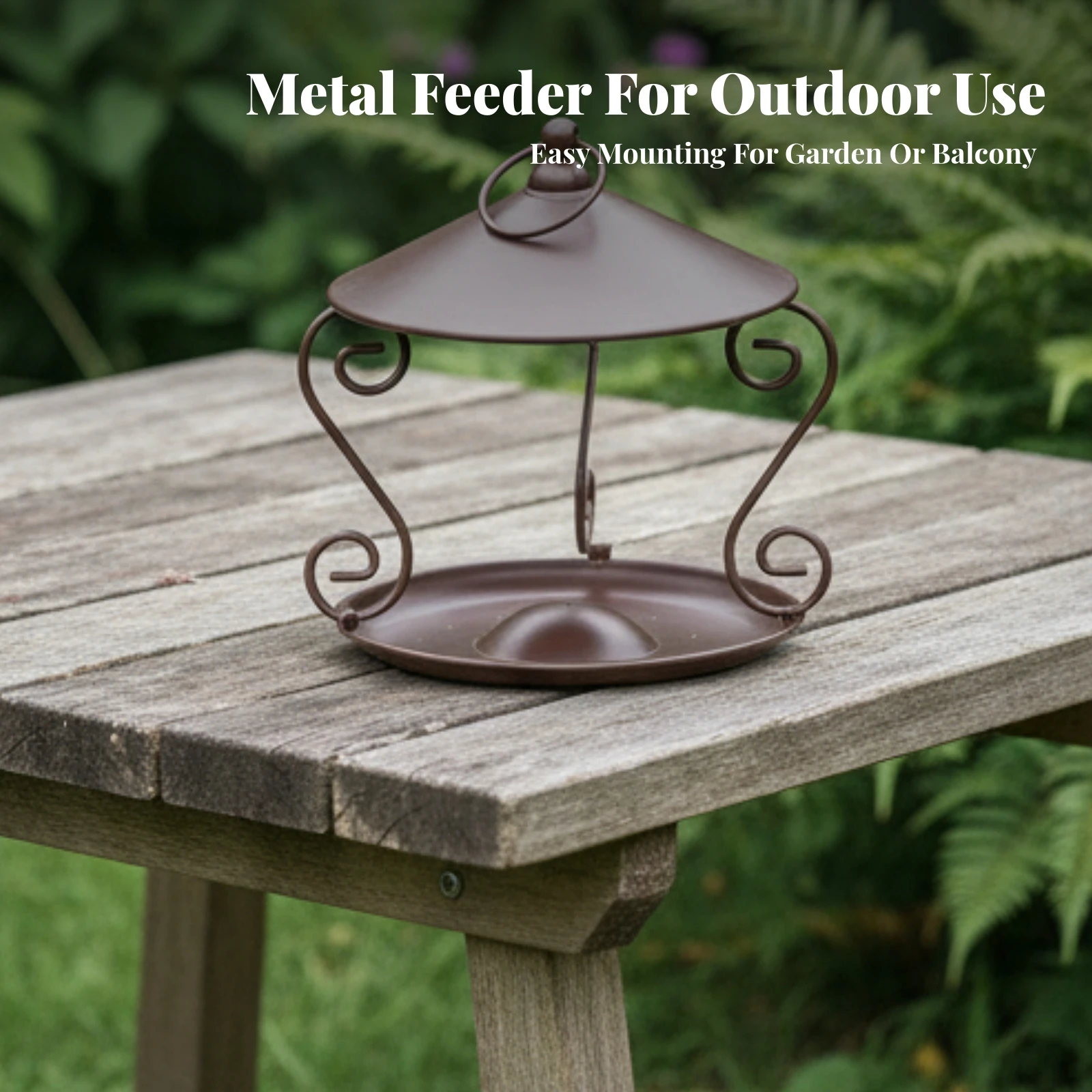 Hanging Bird Feeder Metal Birdfeeder Hanging Tray Feeding Station Heavy-Duty for Wild Birds, Garden, Backyard view 6