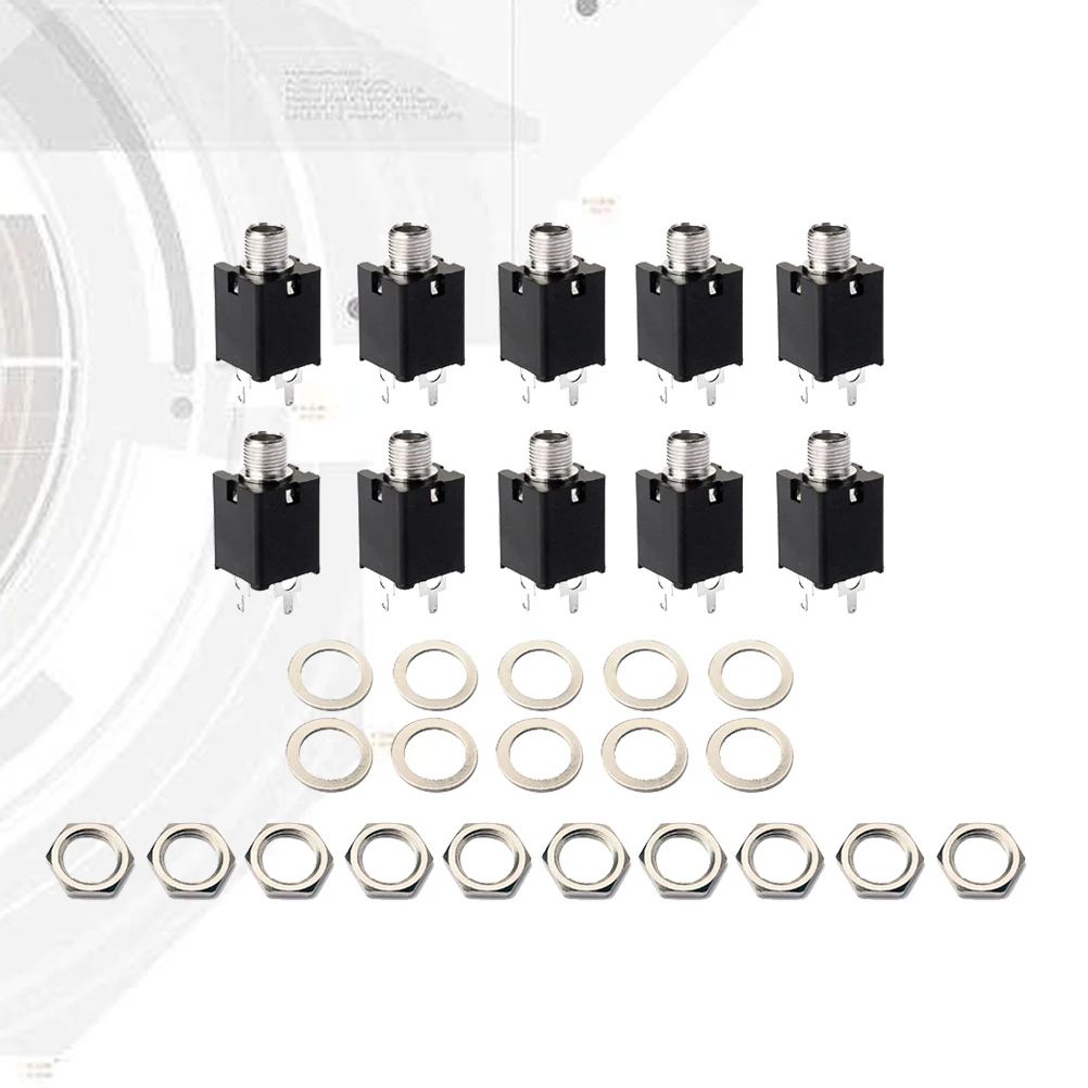 

10 PCS Socket Jack Kit Guitar Output Input Endpin Stereo Mono Cylinder