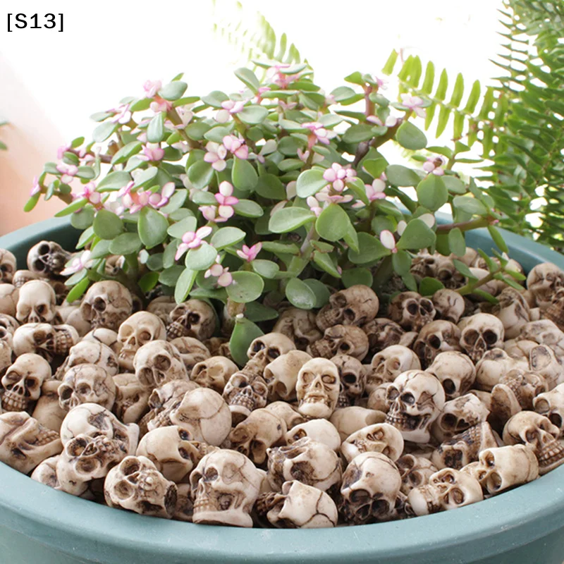 20pcs Skulls Halloween Garden Decoration Bonsai Courtyard Ornament Small Skeleton Head Flowerpot Decor Realistic Crafts[Q][Q][Q]