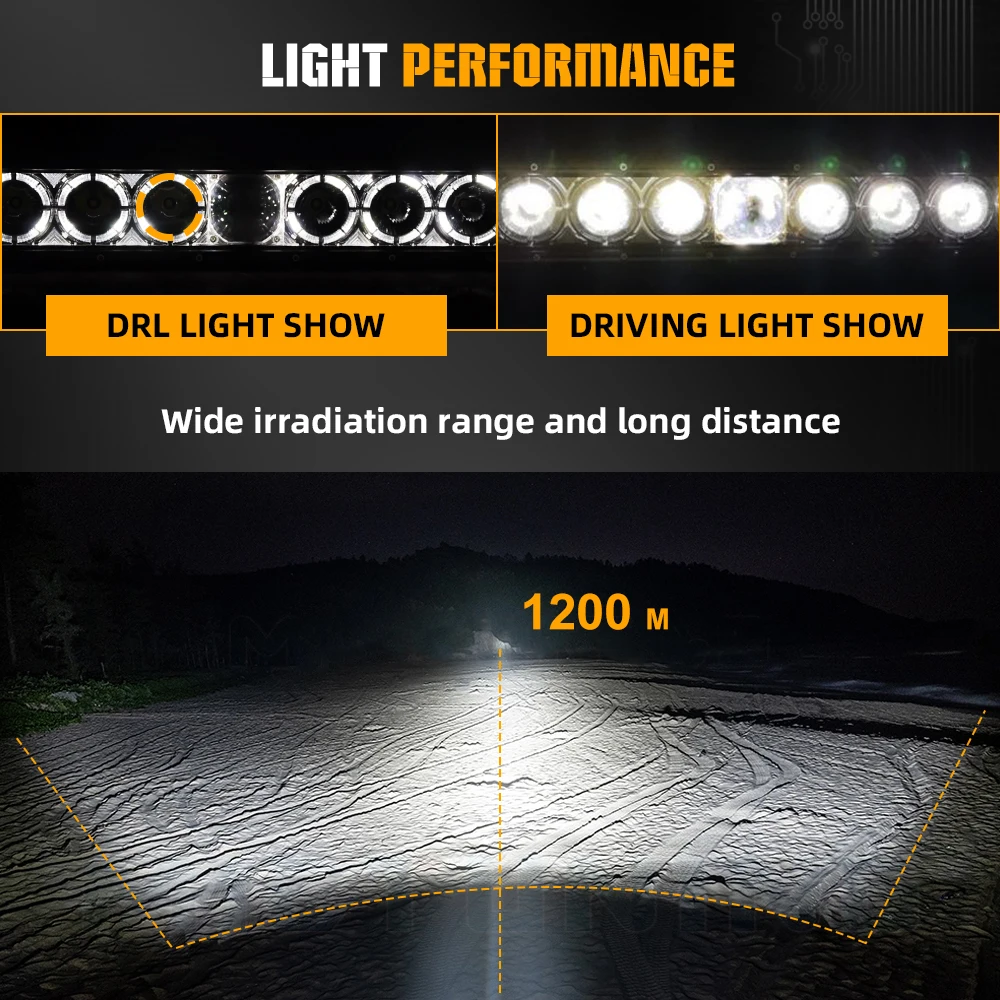 BraveWAY 14inch LED Off-Road Light Bar 12V/24V LED Light Strip Combo Beam 6500K White for Tractor Boat Off-Road 4x4 offroad use