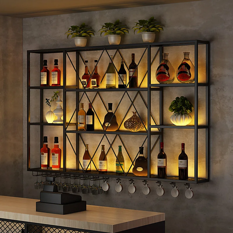 

Modern Cellar Alcohol Cabinet Wine Shelf Showcase Storage Display Cabinet Liquor Wall Mounted Arredamento Bar Bar Furniture