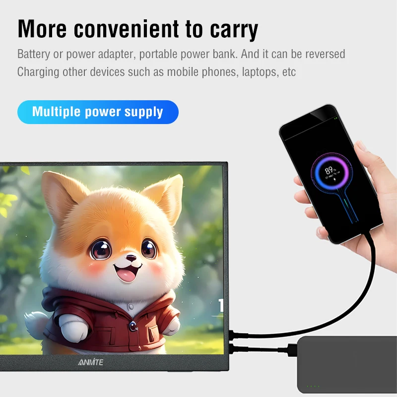 Anmite15.6 بوصة تعمل باللمس شاشة محمولة 1080P HDR IPS شاشة الألعاب USB نوع C HDMI للهاتف المحمول سطح المكتب التبديل PS4 XBOX