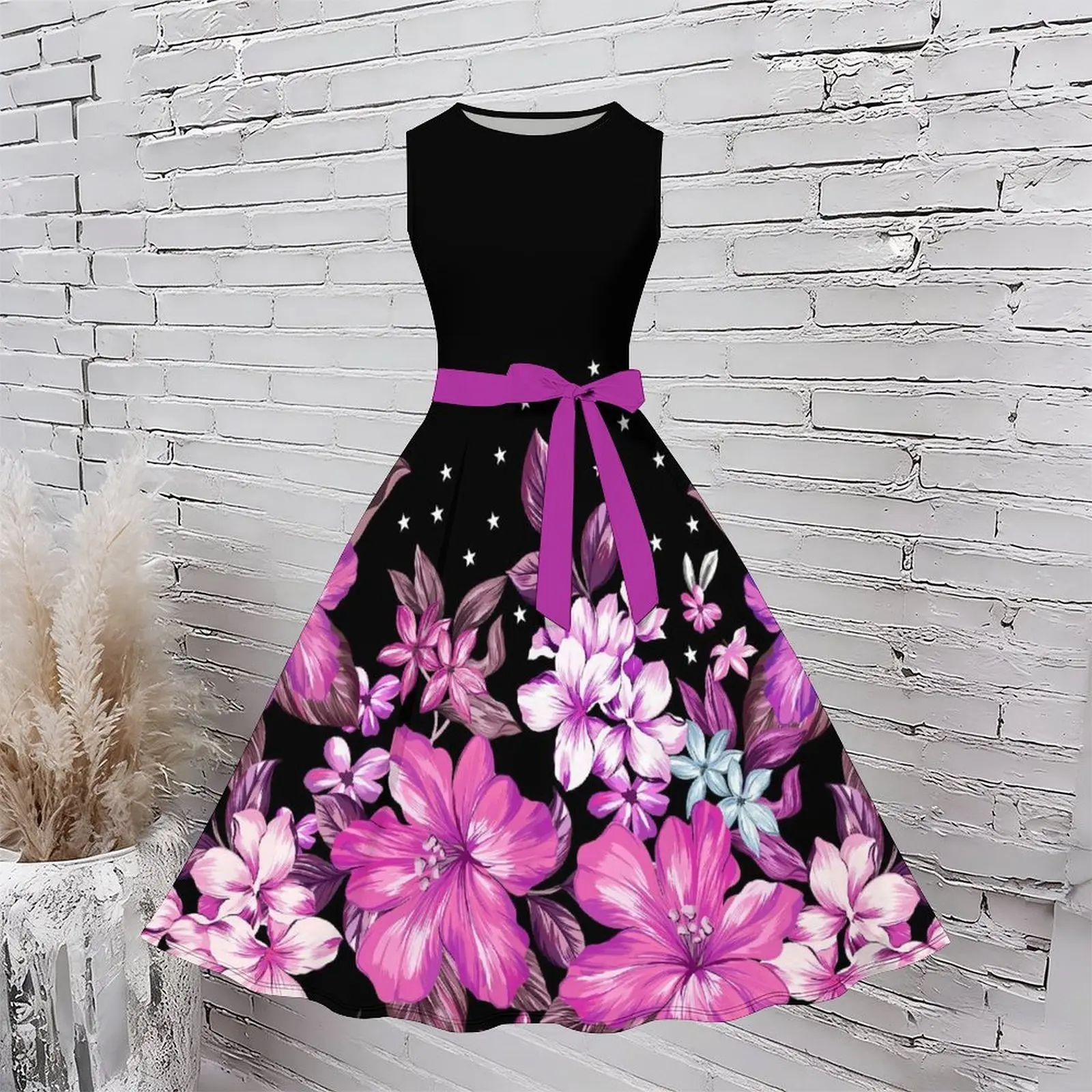 Retro Elegant  Sleeveless Round Neck Slim  Skirt for Women Autumn and Winter  Street Commuting  Beach  Party Knee Length Skirt