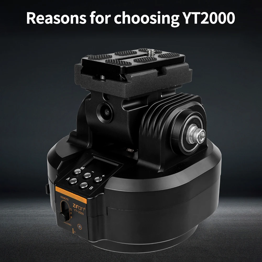 ZIFON YT2000 Motorized Pan Tilt Head Electric PTZ Ball Head Object Tracking Holder 4.4ibs Load Capacity 360°Rotatable