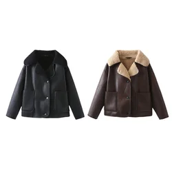 2024 autumn new women's clothing style fashionable and versatile double-sided lapel long sleeved jacket jacket