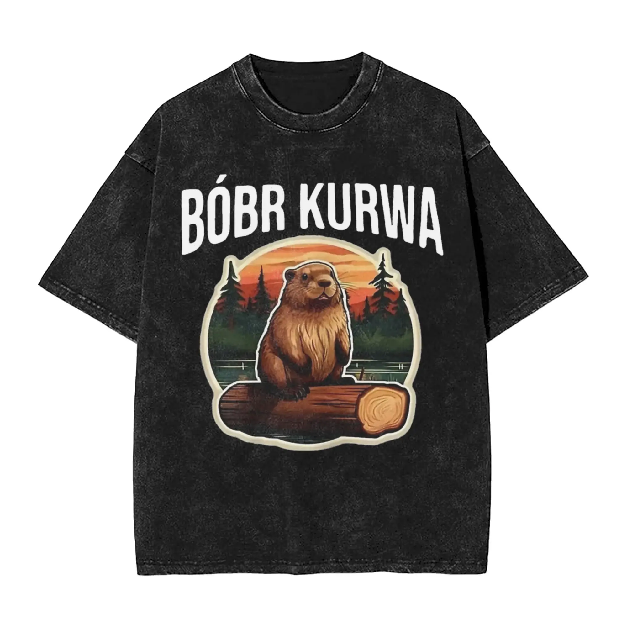 

Футболка Bober Bobr Kurwa в стиле хип-хоп, мытая футболка большого размера из 100% хлопка, винтажные мужские и женские топы, уличная летняя футболка
