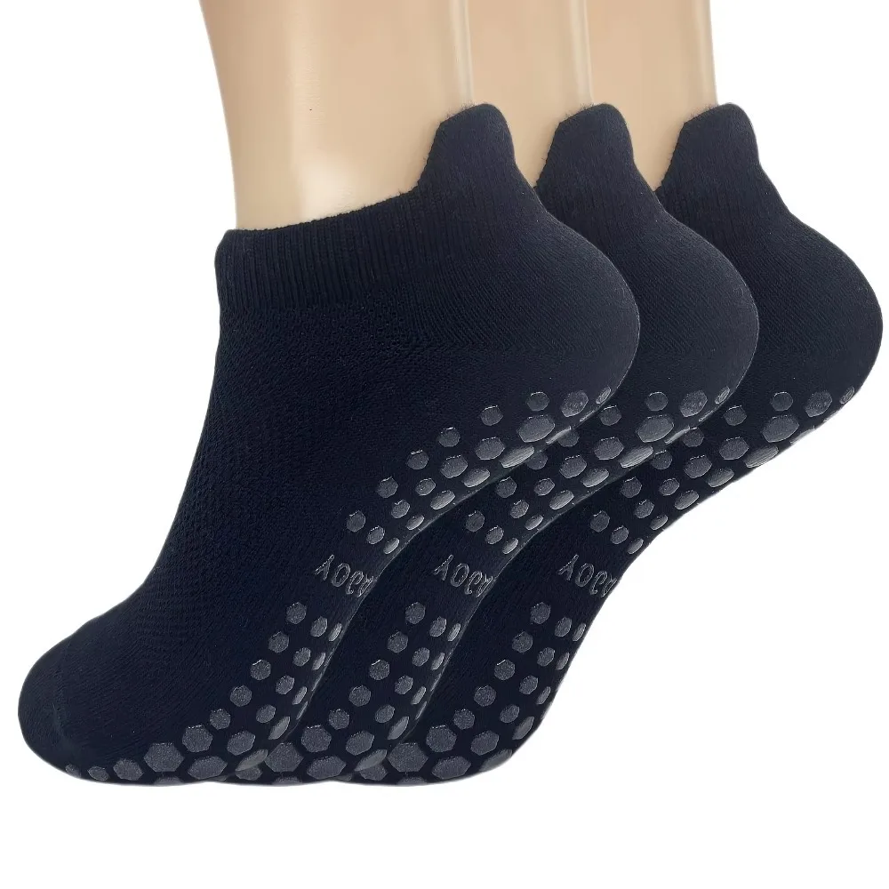 3 pairs of women's yoga socks, anti slip Pilates sports ballet socks gallery 1