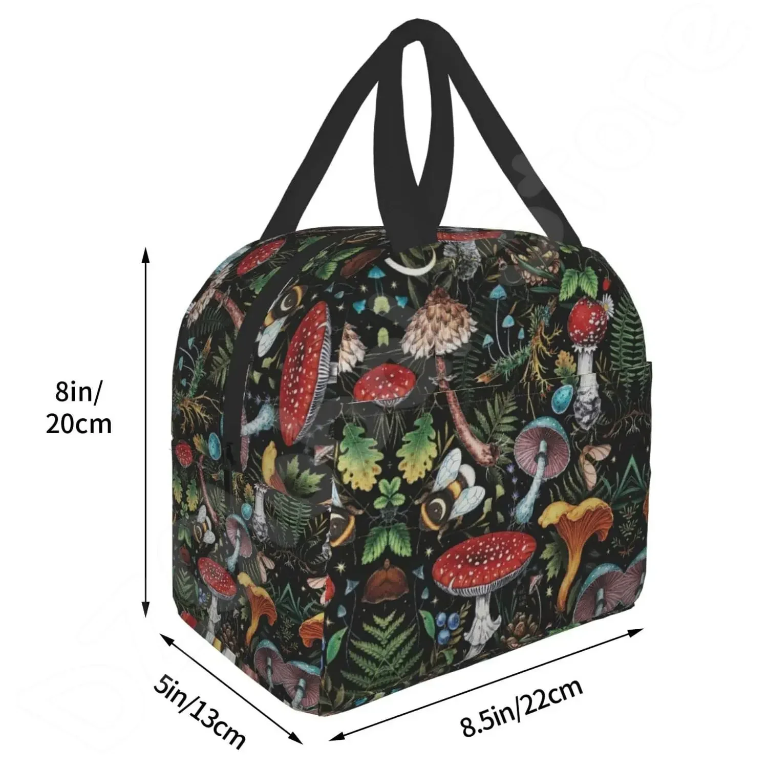 Lunch Bag for Women Men Mushroom Art Reusable Insulated Cooler Lunch Tote Box Cute Funny Container Lunch Holder Portable Bag