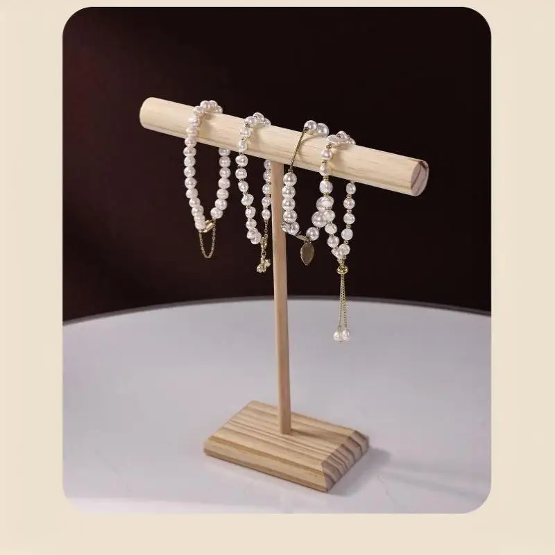 Holz-Schmuckständer zur Aufbewahrung und Präsentation von Armbändern, Ketten und Uhren, T-Bar-Organizer, Stabiler Ständer, Schmuck-Display, Armband-Display-Ständer – Detail 8