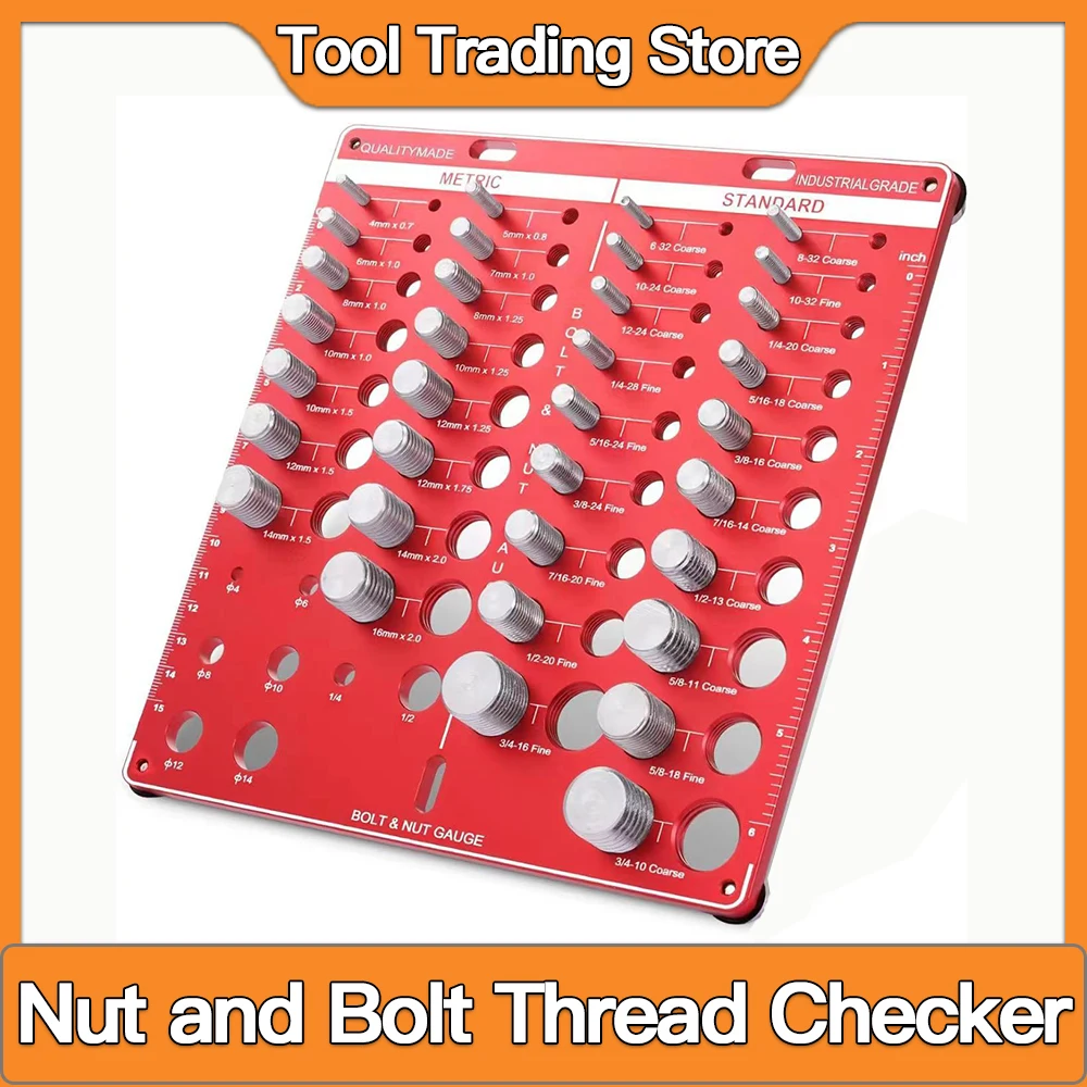 

Nut and Bolt Thread Checker- 34 Bolt Size and Thread Identifier Gauge and 9 Size Aperture Gauge - Measuring Identifier Tool